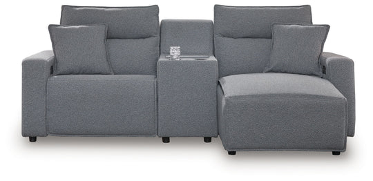 Modmax - Salt And Pepper - Reclining Sectional Gray 3 Pc. Right Arm Facing Chaise Power Reclining Sectional With Storage Console by Signature Design by Ashley® | Bel Furniture