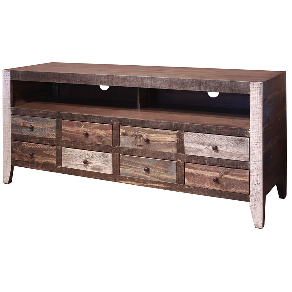 Enclosed Storage Distressed TV Stand Cabinet - Brown