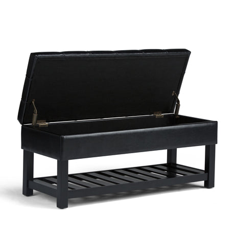 Saxon - Upholstered Transitional Storage Ottoman Bench - view 19