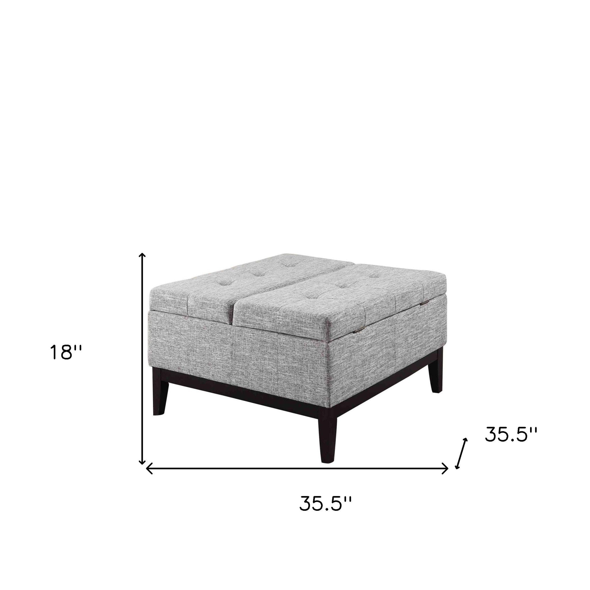 Tufted Linen And Black Storage - Light Gray