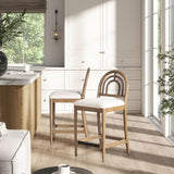 Leon - Arched Back & Upholstered Counter Stool (Set of 2) - Ivory White by Jennifer Taylor Home | Bel Furniture