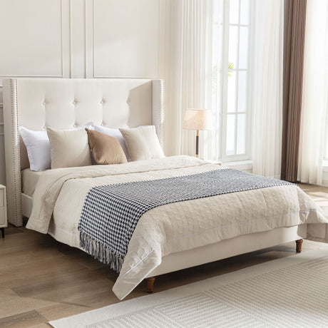 Peyton - Upholstered Bed With 54" High Headboard, Traditional Hand Buttoned Tufting - view 21