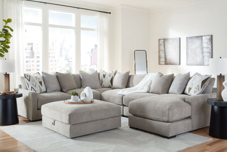 Aslan Court - Sectional With Ottoman Set Gray 7 Pc. - 6-Piece Sectional With Raf Corner Chaise, Ottoman by Benchcraft® | Bel Furniture