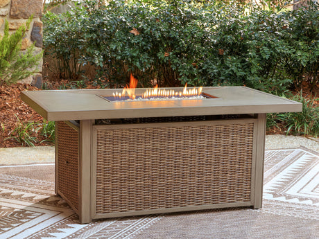 Laguna Heights - Rectangular Fire Pit Table - Beige - view 7