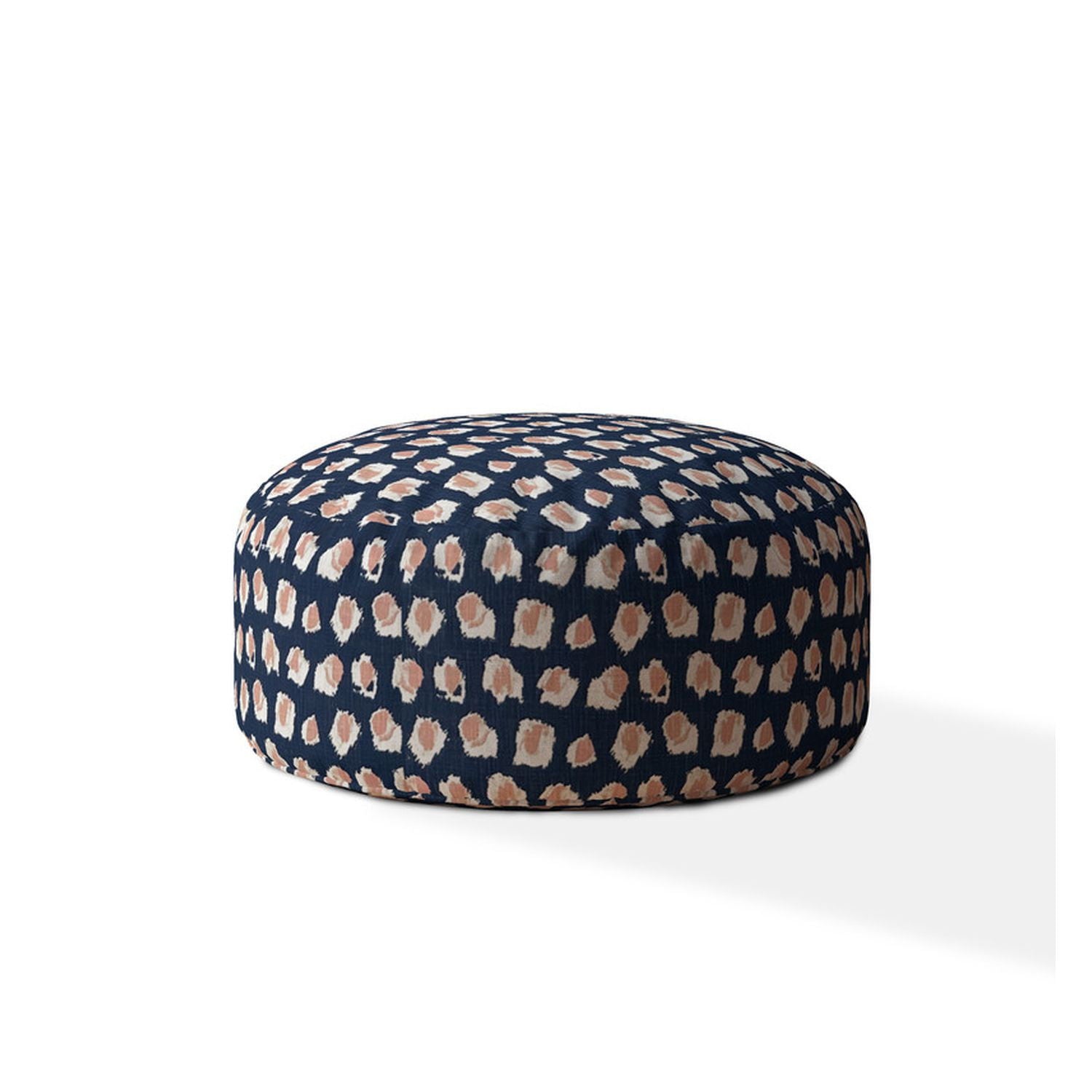 Canvas, Round Abstract Pouf Cover - Blue