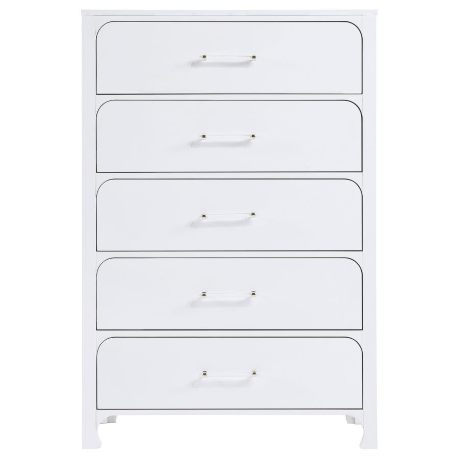 Anastasia - 5-Drawer Bedroom Chest - Pearl White