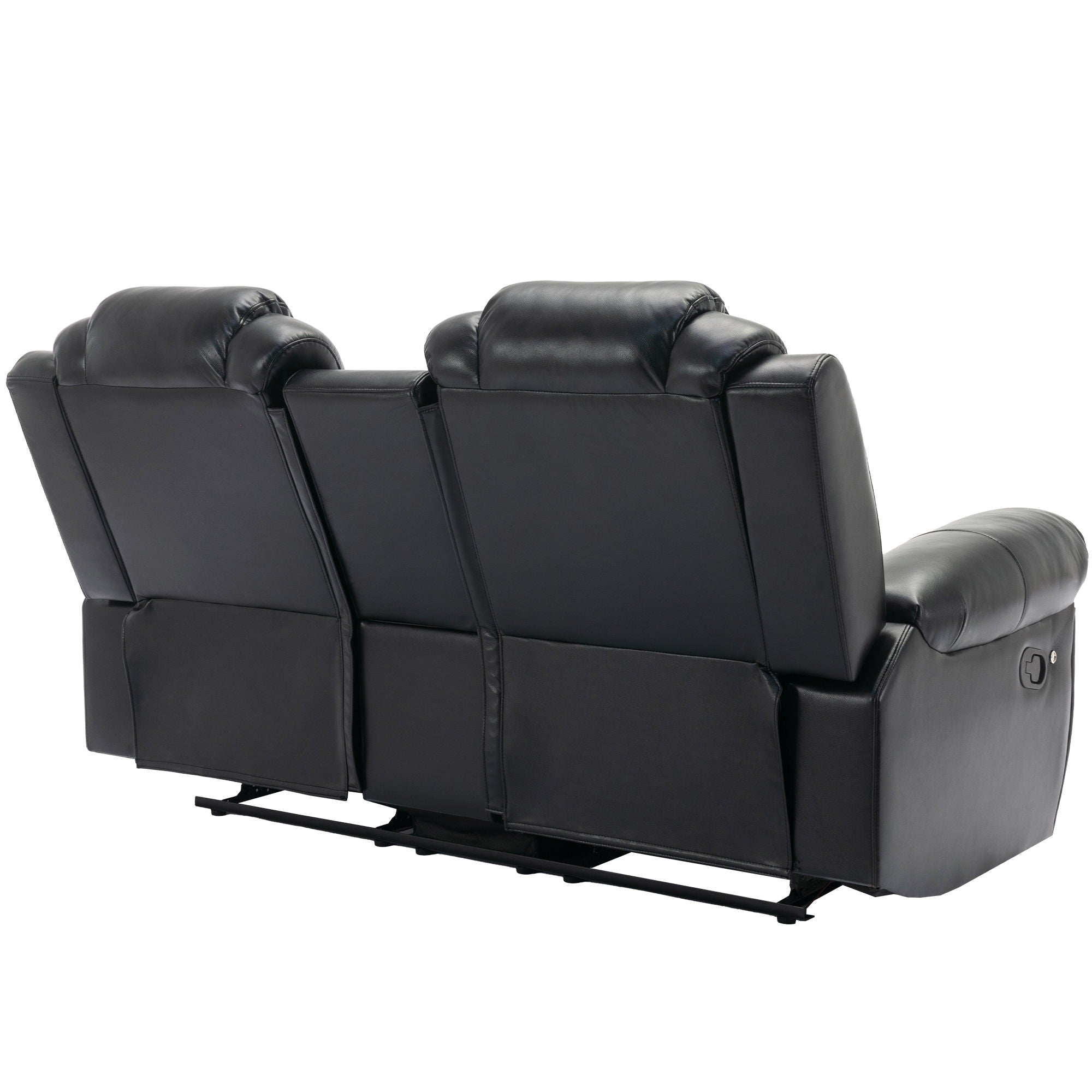 Home Theater Seating Manual Recliner Loveseat With Hide-Away Storage, Cup Holders And Led Light Strip For Living Room