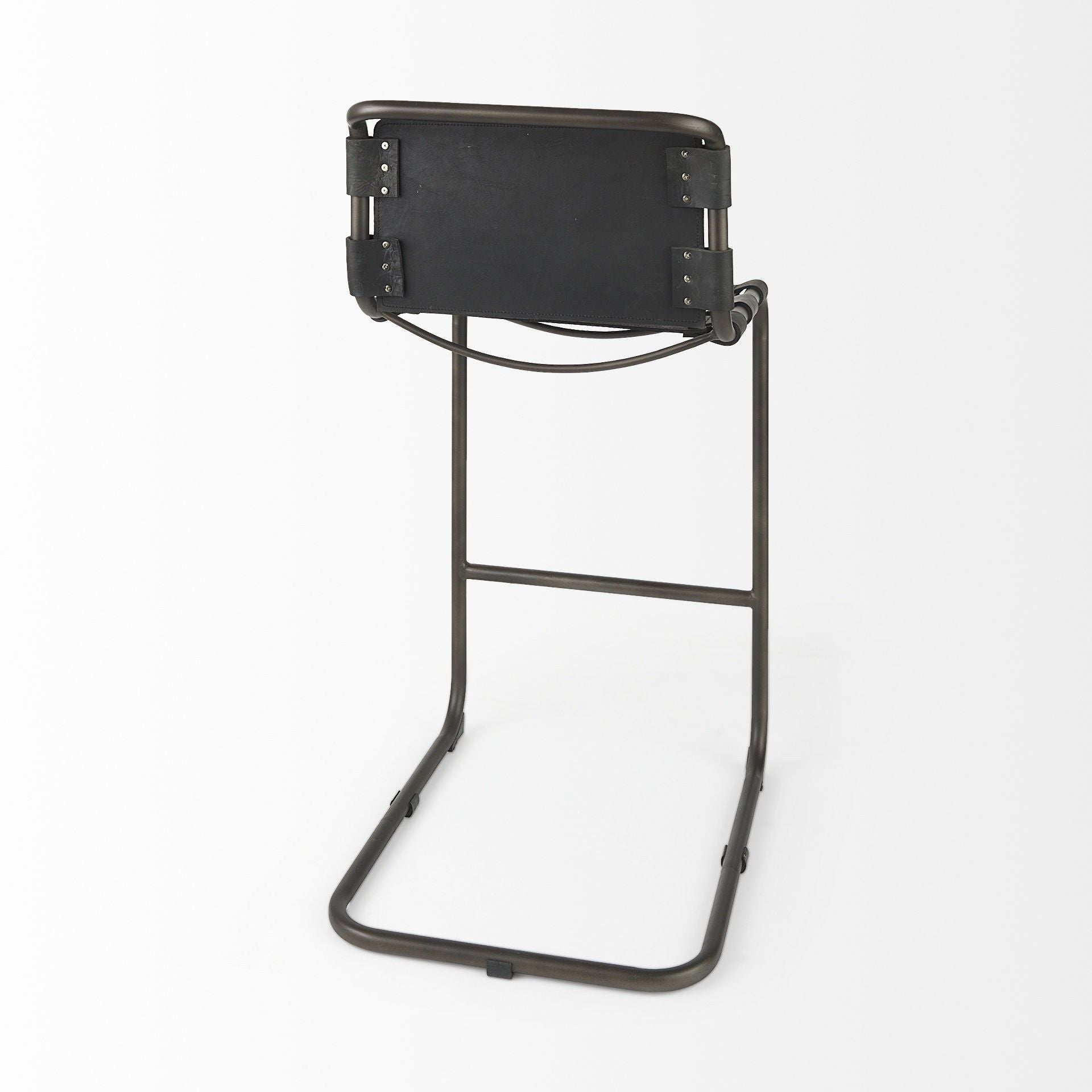 Leather And Iron Bar Chair - Black