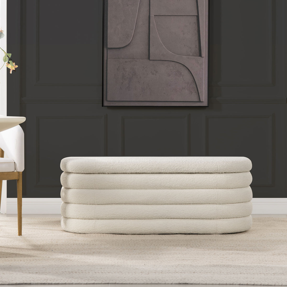 Fuji - Upholstered Oval Storage Bench by Jennifer Taylor Home | Bel Furniture