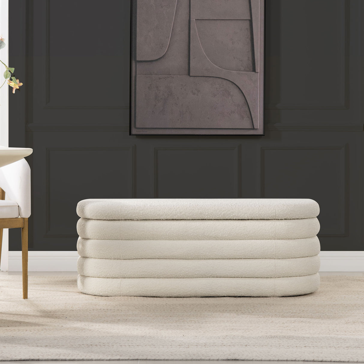 Fuji - Upholstered Oval Storage Bench by Jennifer Taylor Home | Bel Furniture