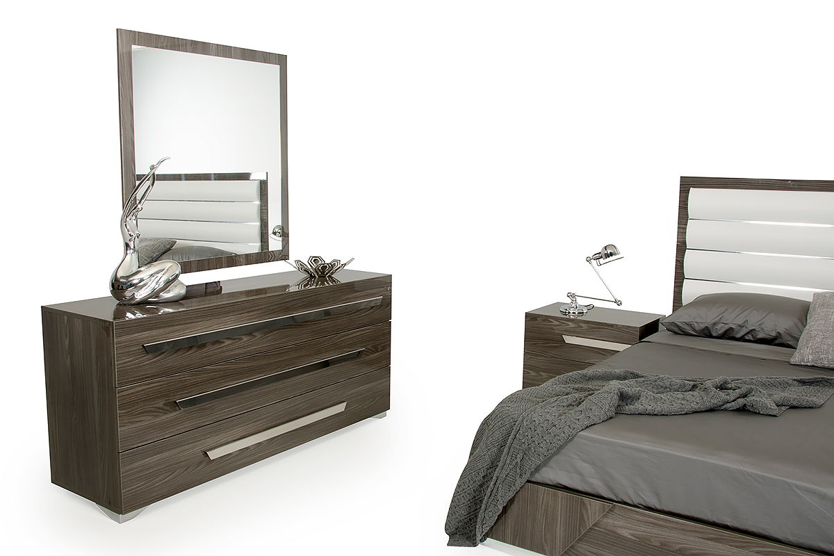 Gradient Lines Chrome 3 Drawer Dresser - Gray