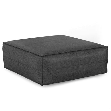 Brody - Large Square, Coffee Table Pouf Black 36"W x 36"D x 14"H by Simpli-Home | Bel Furniture