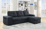 Lucas - Linen Sleeper Sectional Sofa With Reversible Storage Chaise - Dark Gray by Lilola Home | Bel Furniture