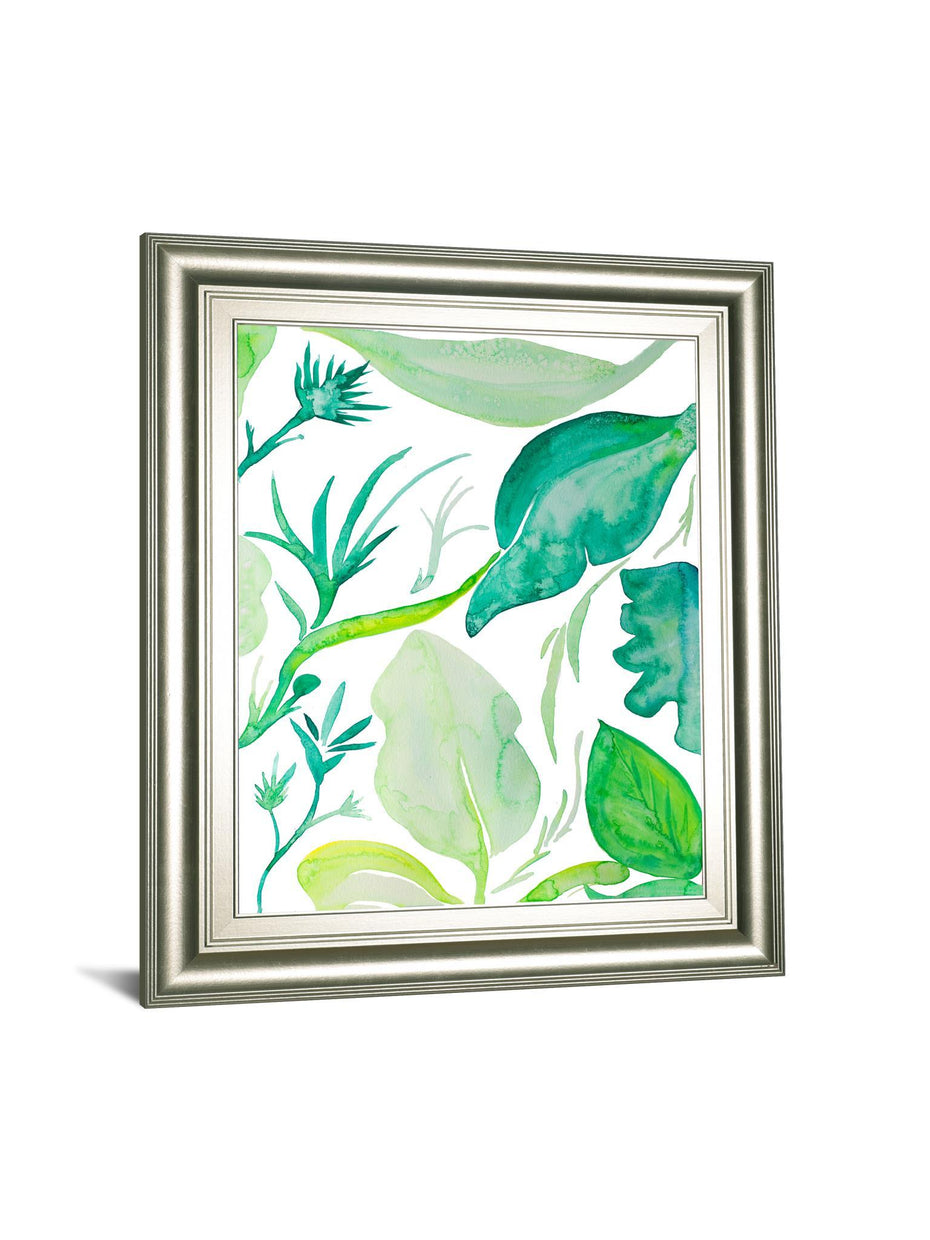 Green Water Leaves Il By Kat Papa - Framed Print Wall Art - Green