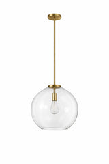 Gleam - Single Light Pendant Lamp With Clear Globe Satin - Antique Brass / Clear / Gold