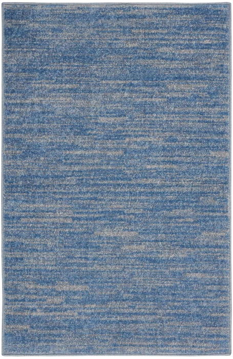 2' X 4' Striped Non Skid Indoor / Outdoor Runner Rug - Blue / Gray