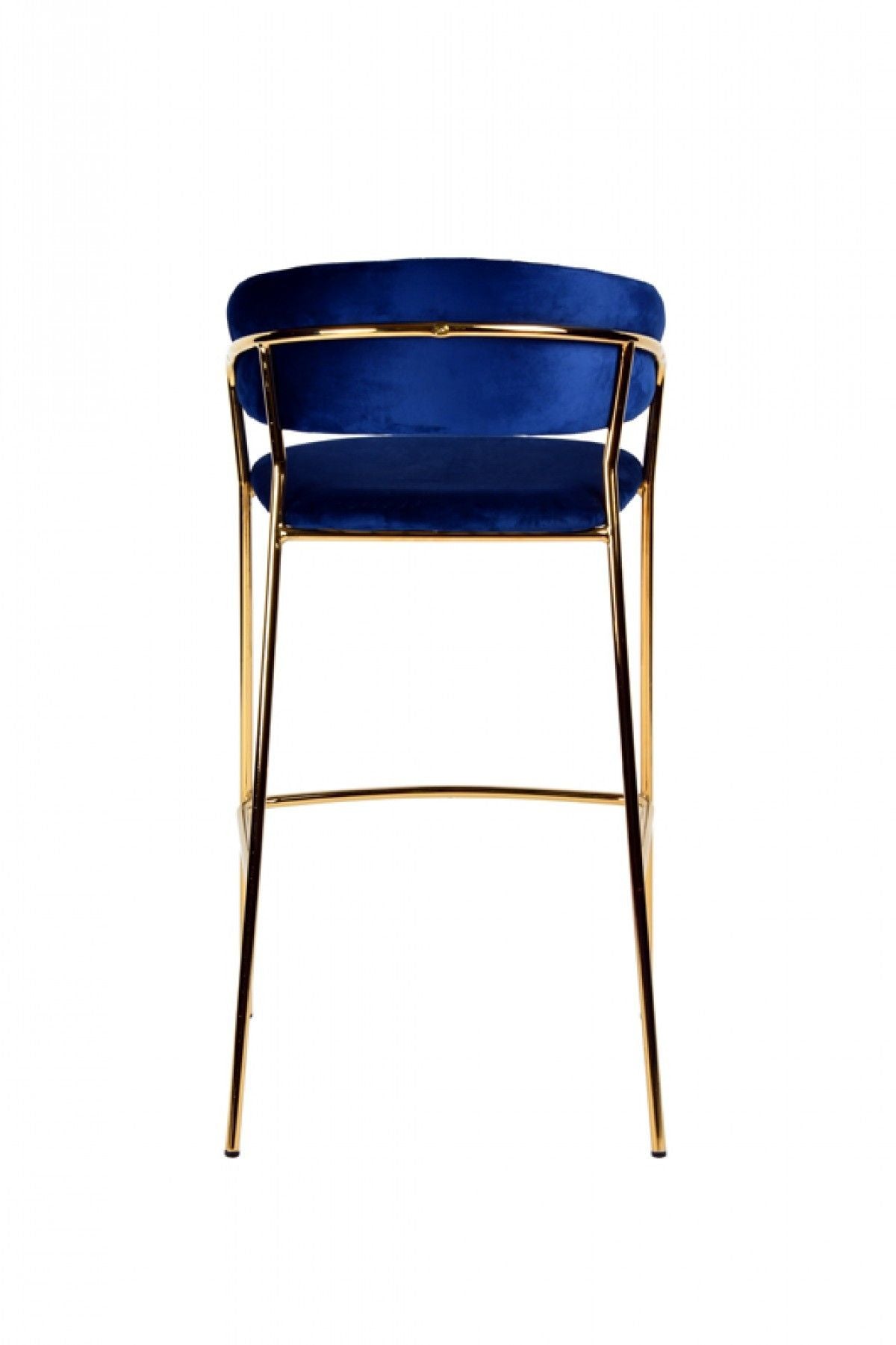 Steel Low Back Bar Height Bar Chairs (Set of 2) - Dark Blue / Gold