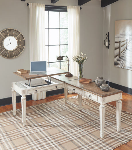 Realyn - White / Brown - Home Office Lift Top Desk by Signature Design by Ashley® | Bel Furniture