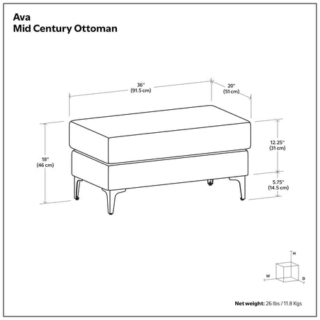 Ava - Versatile Mid Century Ottoman - view 22