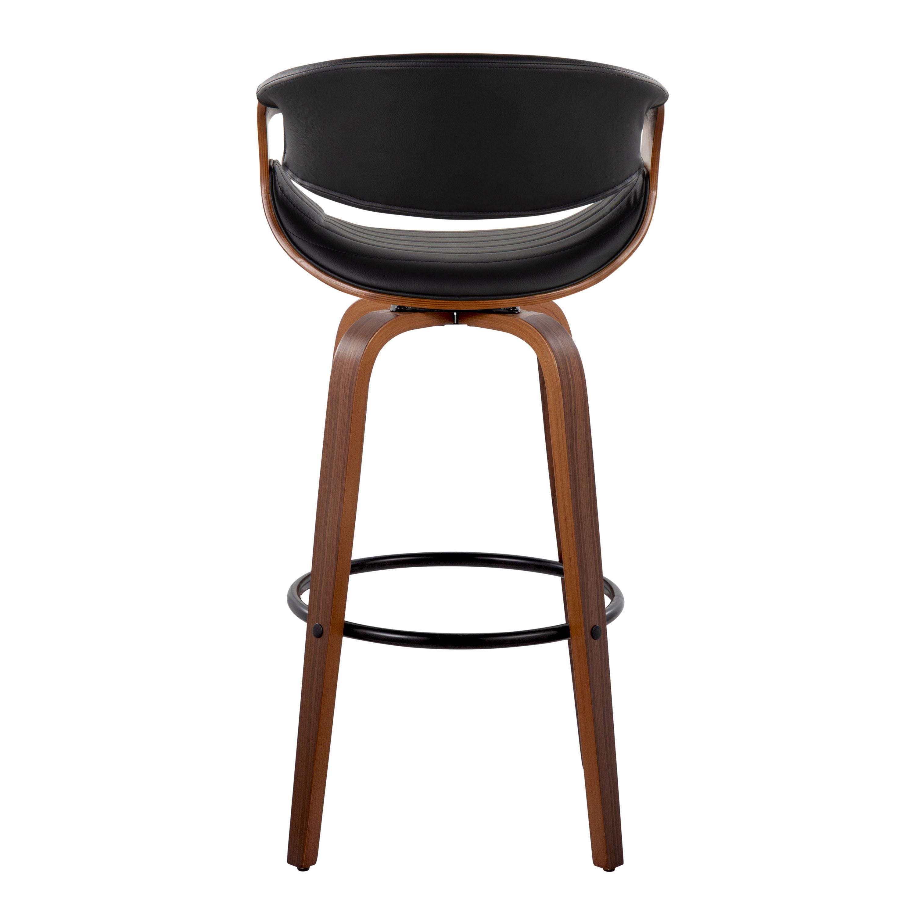 Symphony - Mid Century Modern Fixed Height Barstool With Swivel And Round Footrest (Set of 2)