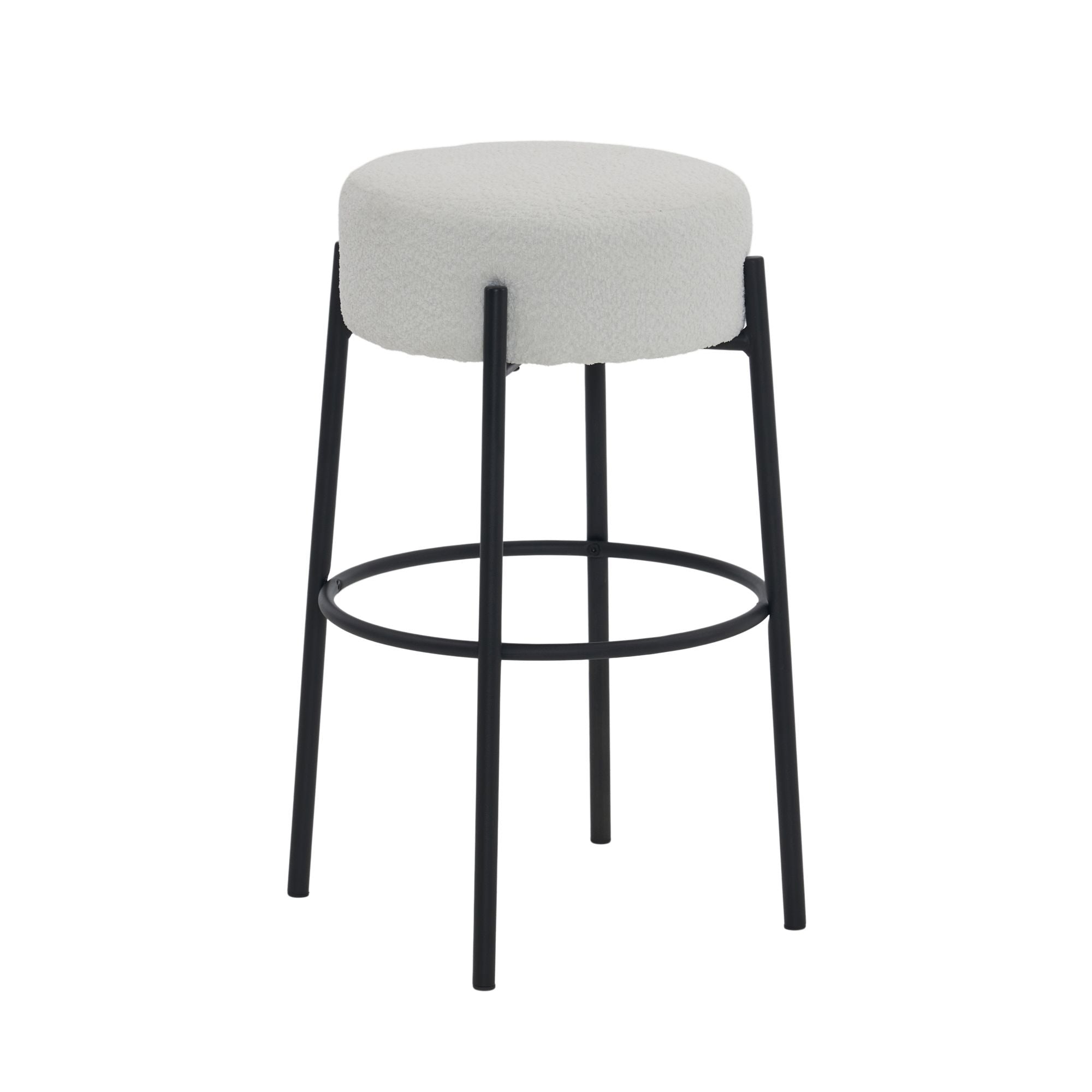 Round High Bar Stools (Set of 2), Contemporary Upholstered Dining Stools For Kitchens, Coffee Shops And Bar Stores