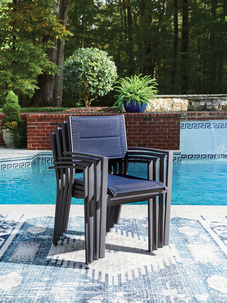 Rocky Creek - Sling Arm Chair (Set of 4) - Blue / Gray - view 5