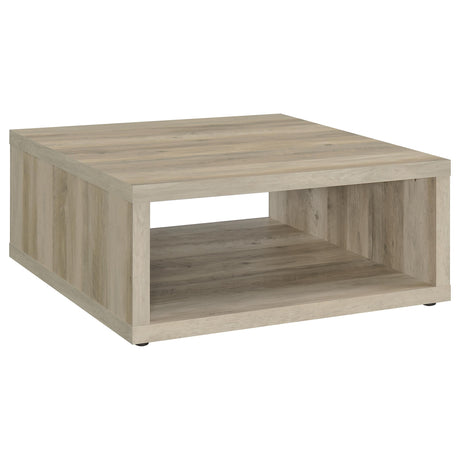 Frisco - Square Engineered Wood Coffee Table Light Brown by CoasterEveryday | Bel Furniture