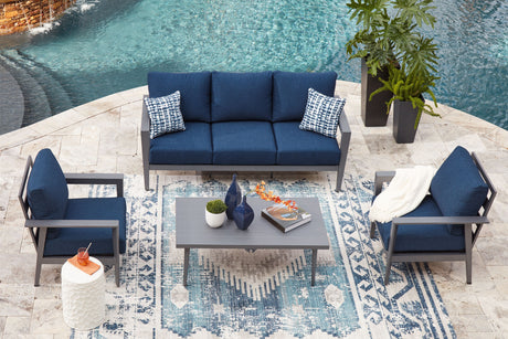 Gali - Gray / Blue - Sofa / Chairs / Table Set (Set of 4) by Signature Design by Ashley® | Bel Furniture
