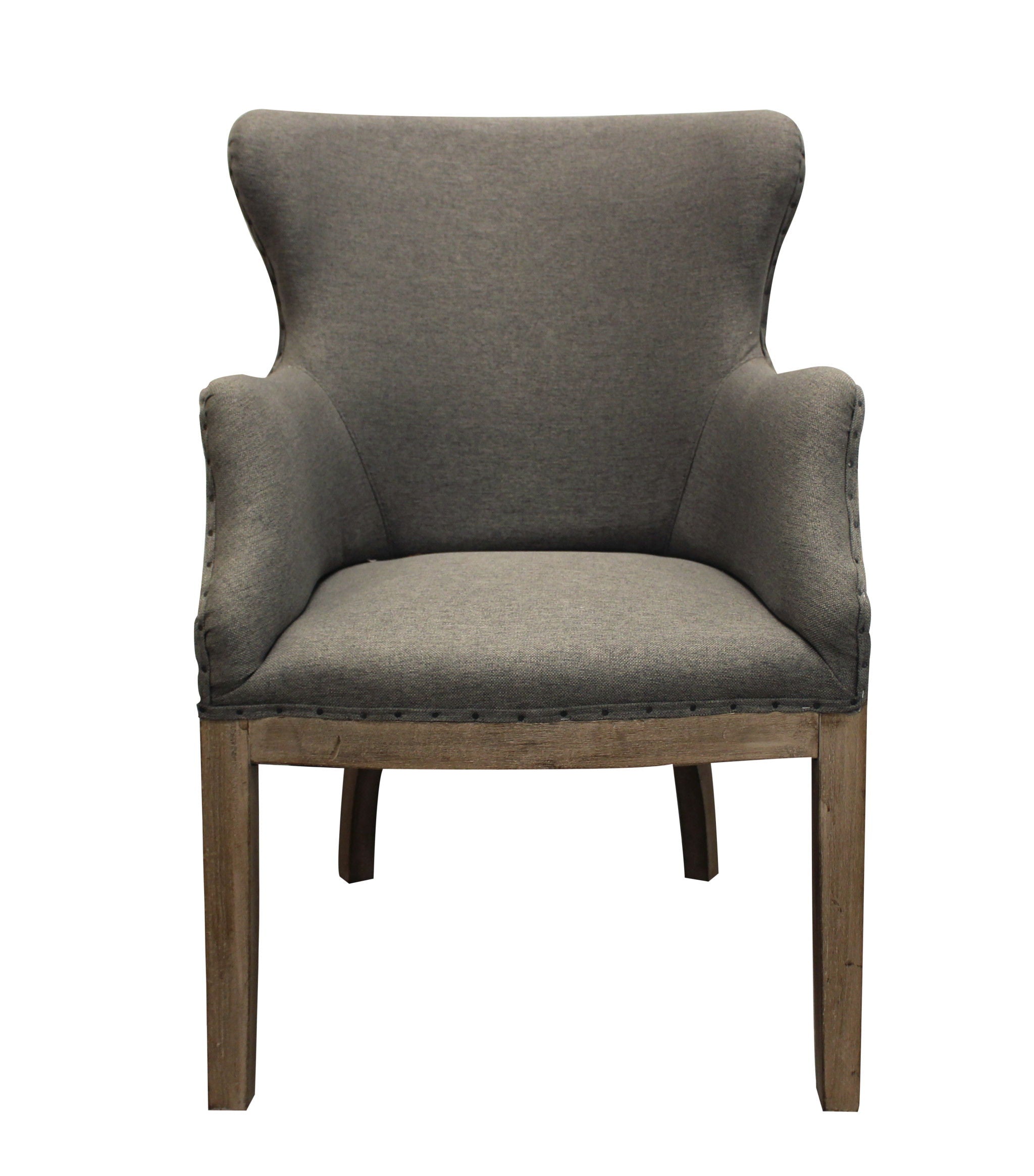 Linen Solid Color Arm Chair - Gray / Natural