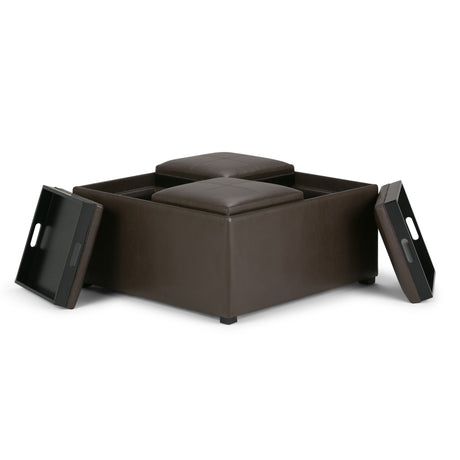 Avalon - Square Coffee Table, Storage Ottoman by Simpli-Home | Bel Furniture