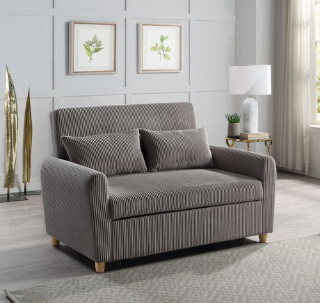 Justine - Corduroy Convertible Sleeper Loveseat - Brown by Lilola Home | Bel Furniture