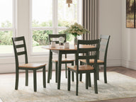 Gesthaven - Round Dining Room Drop Leaf Table Set Green 5 Pc. Table, 4 Chairs by Signature Design by Ashley® | Bel Furniture