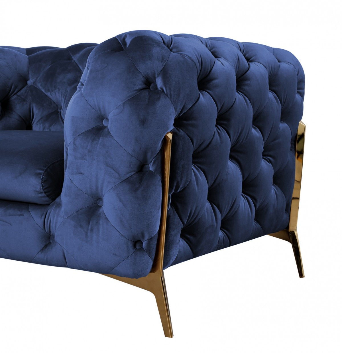 Glam Velvet And Gold Loveseat - Blue