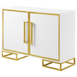 Elsa - 2 Door Wood Storage Accent Cabinet - White And Gold by CoasterEssence | Bel Furniture