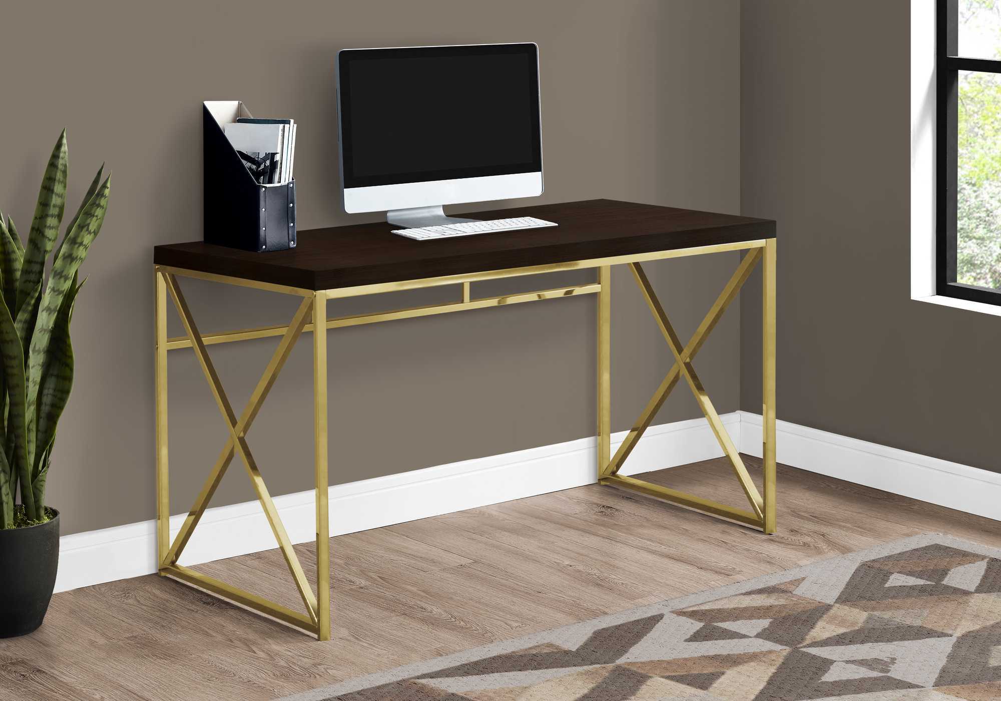 Writing Desk - Espresso And Gold