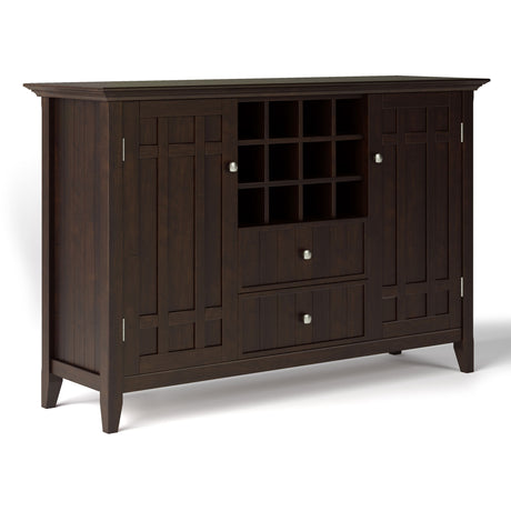 Bedford - Sideboard Buffet And Wine Rack - Dark Chestnut Brown by Simpli-Home | Bel Furniture