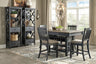 Tyler Creek - Counter Height Table Set Dark Gray 7 Pc. - Rectangular Dining Room Counter Table, 4 Upholstered Barstools, 2 Display Cabinets by Signature Design by Ashley® | Bel Furniture