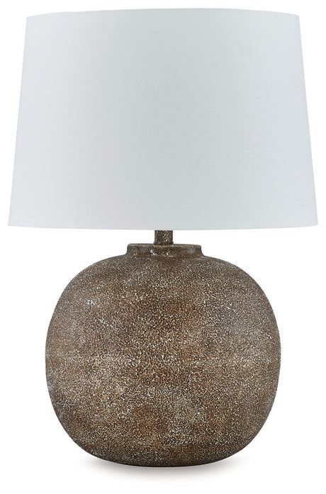 Neavesboro - Antique Brown / White - Metal Table Lamp by Signature Design by Ashley® | Bel Furniture