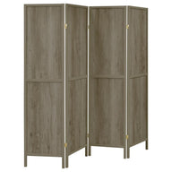 Deepika - 4-Panel Room Divider Folding Screen Gray by CoasterEveryday | Bel Furniture