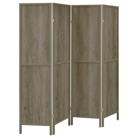 Deepika - 4-Panel Room Divider Folding Screen Gray by CoasterEveryday | Bel Furniture