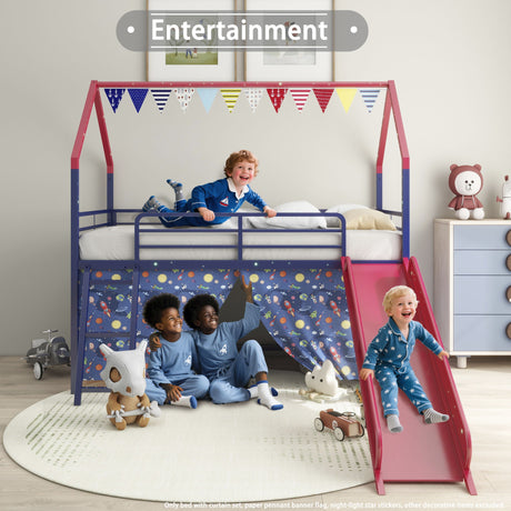 Jack - House Loft Bed With Slide And Curtain Set - view 59