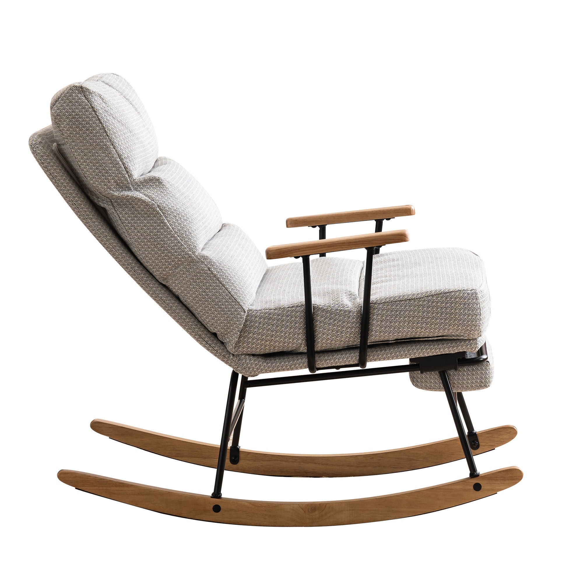 Modern Teddy Gliding Rocking Chair With High Back, Retractable Footrest, And Adjustable Back Angle For Nursery, Living Room, And Bedroom