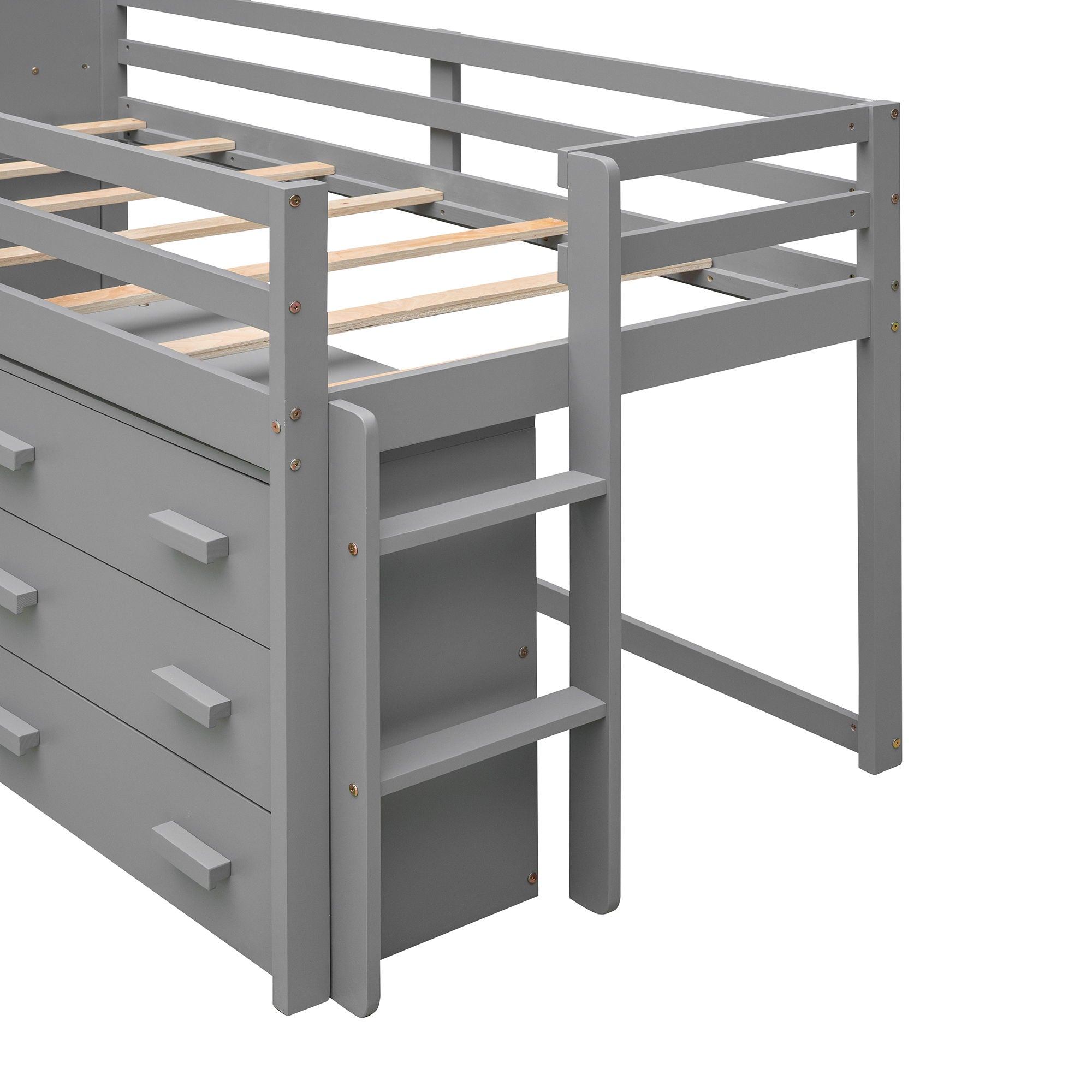 Twin Size Loft Bed With Cabinet And Shelf