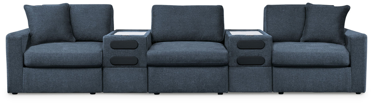 Modmax - Ink - Sectional Blue 5 Pc. Sectional With 2 Audio System Consoles by Signature Design by Ashley® | Bel Furniture