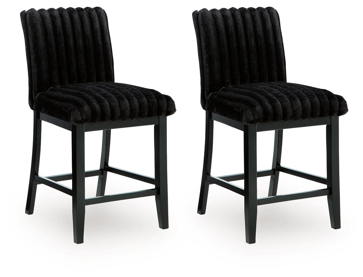 Mervannie - Upholstered Barstool (Set of 2) - Black