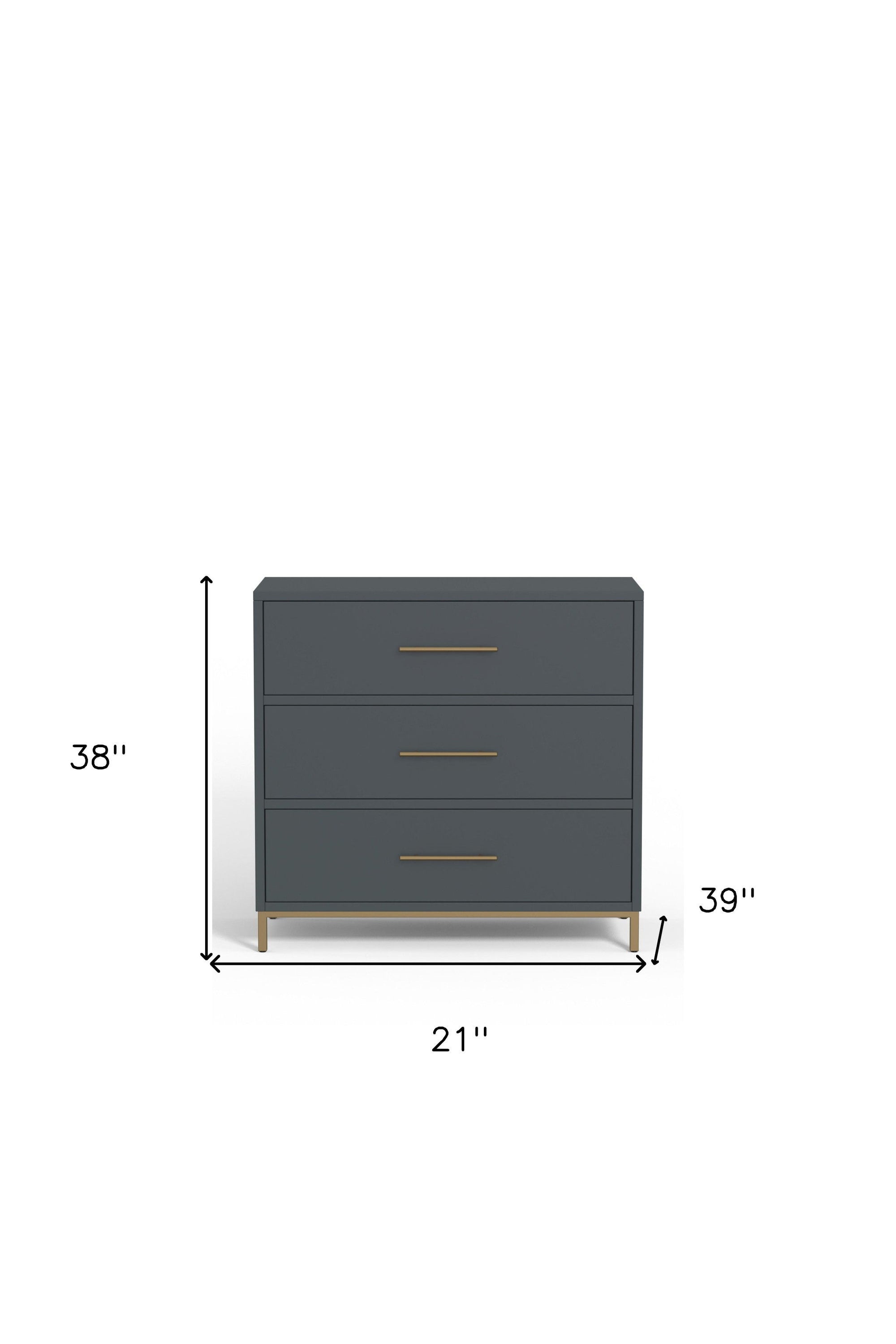 Solid Three Drawer Chest - Gray