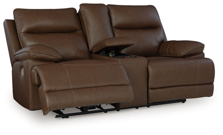 Vonryan - Tobacco - Power Reclining Loveseat With Console / Adj Headrest by Signature Design by Ashley® | Bel Furniture
