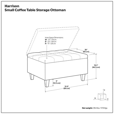 Harrison - Upholstered Coffee Table Storage Ottoman - view 125