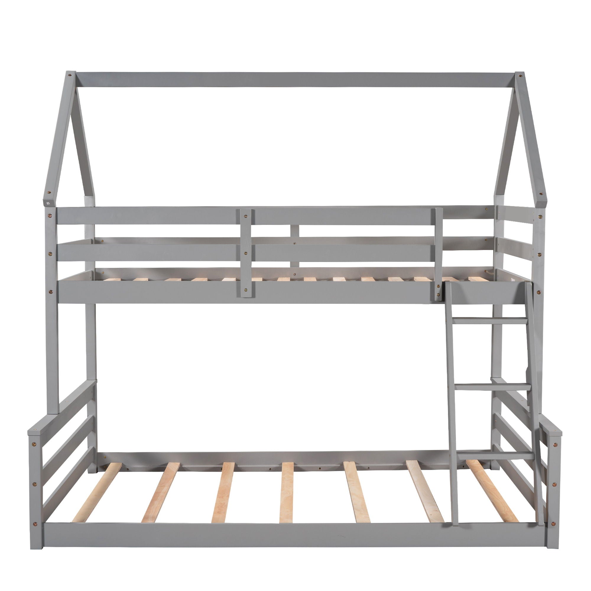 Twin Over Full House Bunk Bed With Built-In Ladder