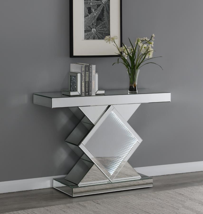 Andorra - Infinity Mirror LED Entryway Console Table - Silver